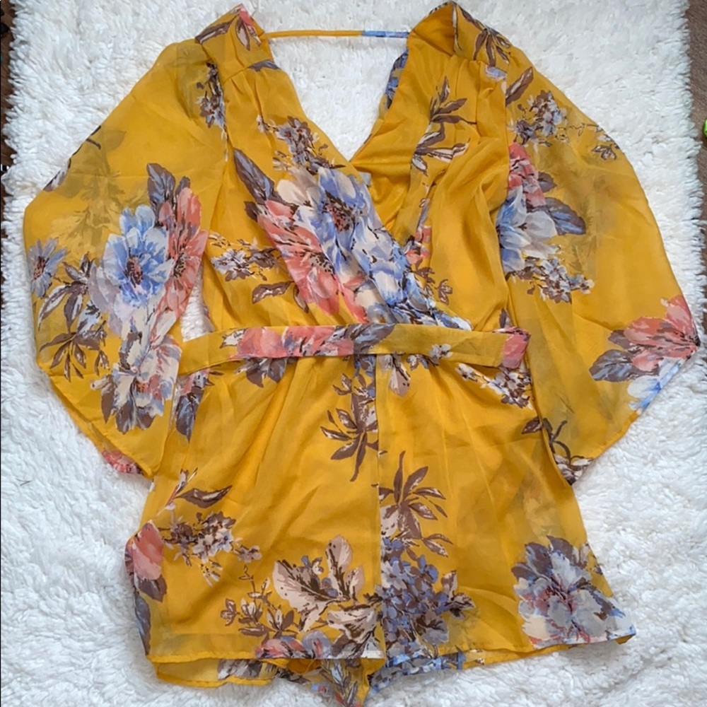 Yellow Floral Romper!!